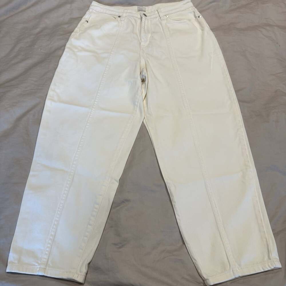 A New Day Barrel Jeans Cropped High Waisted White Womens Size 8/29R